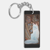 Witte Turkse angora Sleutelhanger (Voorkant Links)