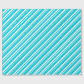 Witte Turquoise Blauwe Candy Cane Stripe Vakantie Cadeaupapier (Vlak)