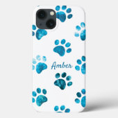 Witte Turquoise Gestructureerde Pootafdruk Persoon Case-Mate iPhone Case (Achterkant)