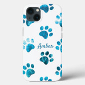 Witte Turquoise Gestructureerde Pootafdruk Persoon Case-Mate iPhone Case (Achterkant)