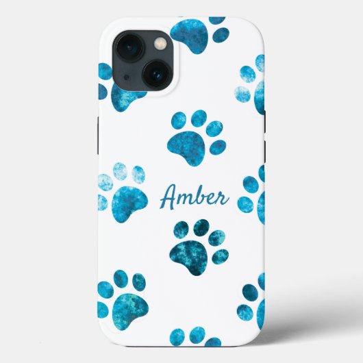 Witte Turquoise Gestructureerde Pootafdruk Persoon Case-Mate iPhone Case (Achterkant)