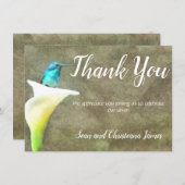 Witte Turquoise Kolibrie Lelie Bloem Waterverfschi Bedankkaart (Voorkant / Achterkant)