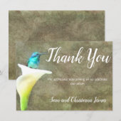 Witte Turquoise Kolibrie Lelie Bloemenschildering  Bedankkaart (Voorkant / Achterkant)