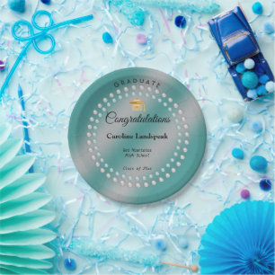Witte & Turquoise Parels Turquoise Blauwe Afstudee Papieren Bordje