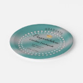 Witte & Turquoise Parels Turquoise Blauwe Afstudee Papieren Bordje (Gekanteld)