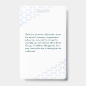 Witte Turquoise Personeelsfoto ID Abstract Patroon Badge (Achterkant)