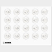Witte Twee Harten Zilveren Monogram Bruiloft Ronde Sticker (Vel)