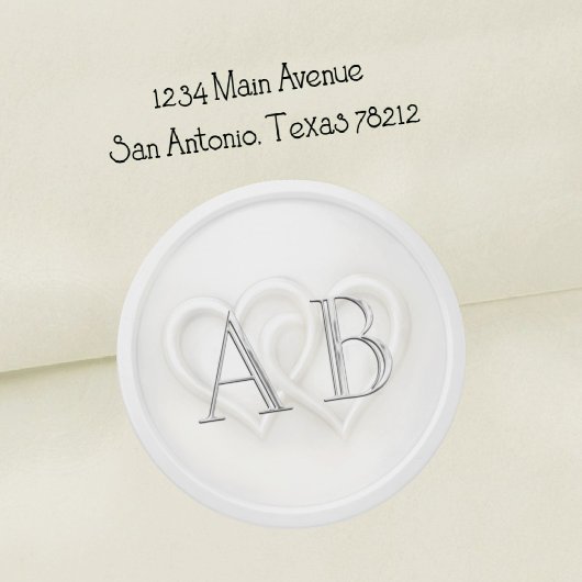 Witte Twee Harten Zilveren Monogram Bruiloft Ronde Sticker