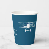 Witte  tweedekker op blauwe achtergrond papieren bekers (Achterkant)