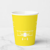 Witte tweedekker op gele achtergrond papieren bekers (Links)