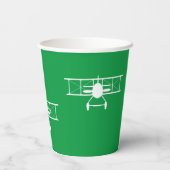 Witte  tweedekker op groene achtergrond papieren bekers (Achterkant)