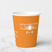 Witte  tweedekker op Oranje achtergrond Papieren Bekers (Achterkant)
