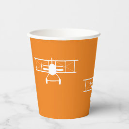 Witte  tweedekker op Oranje achtergrond Papieren Bekers
