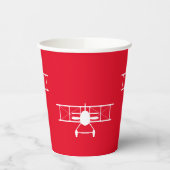 Witte tweedekker op rode achtergrond papieren bekers (Links)