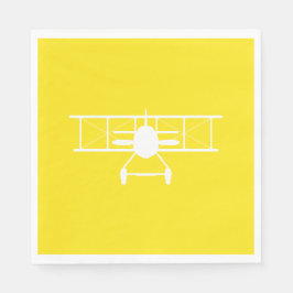 Witte tweedekker profiel op gele achtergrond servet