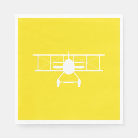 Witte tweedekker profiel op gele achtergrond servet (Voorkant)