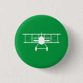 Witte tweedekker profiel op groene achtergrond ronde button 3,2 cm (Voorkant)