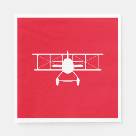 Witte tweedekker profiel op rode achtergrond servet