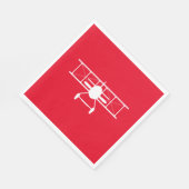 Witte tweedekker profiel op rode achtergrond servet (Hoek)