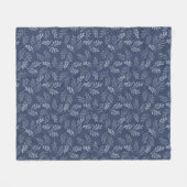 Witte twijgen op blauw. fleece deken (Voorkant (Horizontaal))
