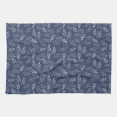 Witte twijgen op blauw. theedoek (Horizontaal)