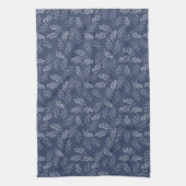 Witte twijgen op blauw. theedoek (Verticaal)