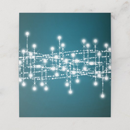 Witte Twinkle String Lights op Blauwgroen Plaatskaartje (Buitenkant ongevouwen)