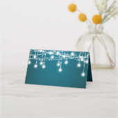 Witte Twinkle String Lights op Blauwgroen Plaatskaartje (Achterkant)