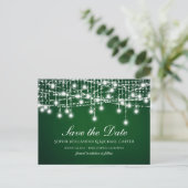Witte Twinkle String Lights op Groen Briefkaart (Staand voorkant)