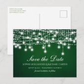 Witte Twinkle String Lights op Groen Briefkaart (Voorkant / Achterkant)