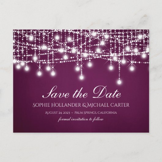 Witte Twinkle String Lights op Merlot Briefkaart (Voorkant)