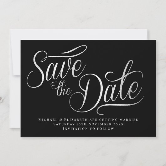 Witte Typo Modern Zwart Save The Date  Kaart (Voorkant)
