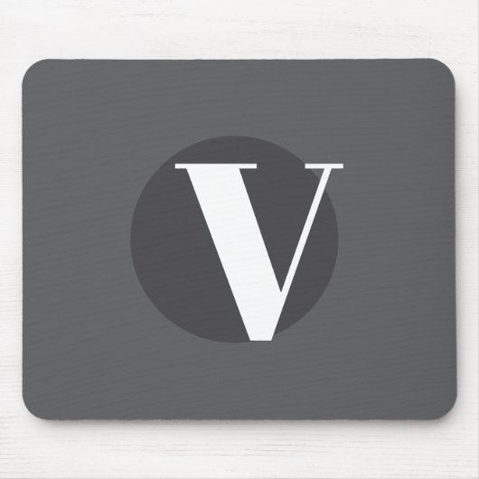 Witte typografie custom initiaal grijs muismat (Voorkant)