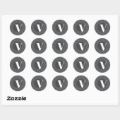 Witte typografie custom initiaal grijs ronde sticker (Vel)