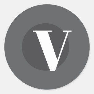 Witte typografie custom initiaal grijs ronde sticker