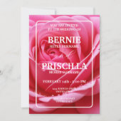 Witte typografie en elegante rode roos bruiloft kaart (Voorkant)