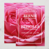 Witte typografie en elegante rode roos bruiloft kaart (Voorkant / Achterkant)
