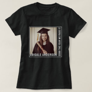 Witte typografie en foto afstuderen t-shirt