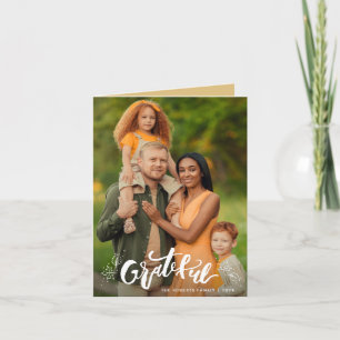 Witte Typografie Happy Thanksgiving Fotokaart Feestdagen Kaart