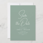 witte typografie lettering sage bruiloft save the date (Voorkant)