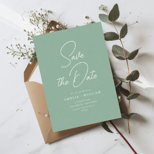 witte typografie lettering sage bruiloft save the date