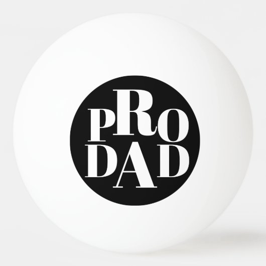 Witte Typografie op Black Pro Dad Pingpongbal (Voorkant)