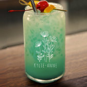 Witte typografie op maat bloemen blikvorm glas