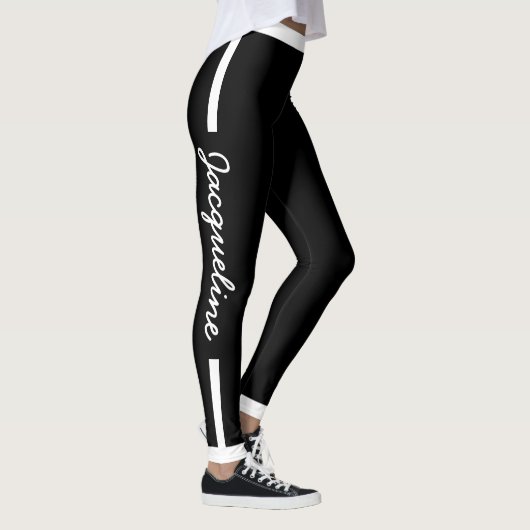 Witte Typografie op ZWART Leggings (Rechts)