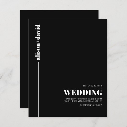 Witte typografie QR-code TROUWKAART uitnodiging bu (Voorkant / Achterkant)