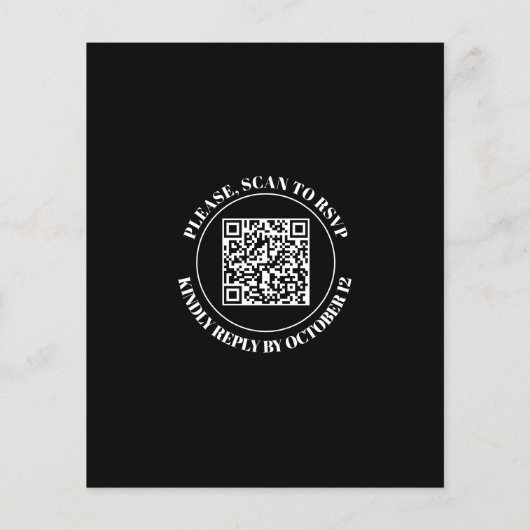 Witte typografie QR-code TROUWKAART uitnodiging bu (Achterkant)