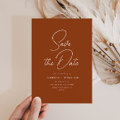 witte typografie terracotta bruiloft save the date