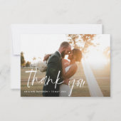 Witte Typografie Trouwfoto Dank u kaart (Voorkant)