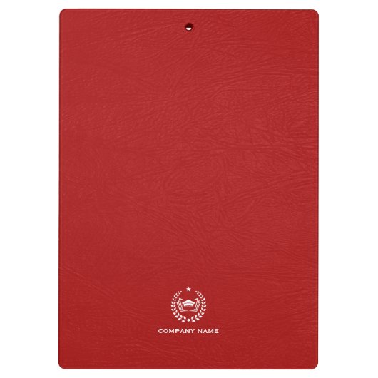 Witte Typografie Wit Logo Rood Lederen Textuur Klembord (Achterkant)