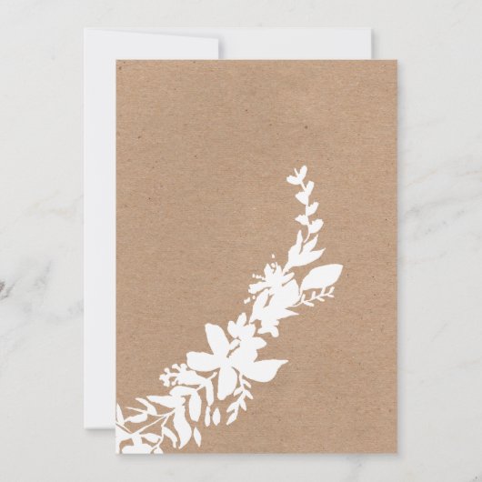 Witte typografileaf floral kraft bruiloft kaart (Achterkant)